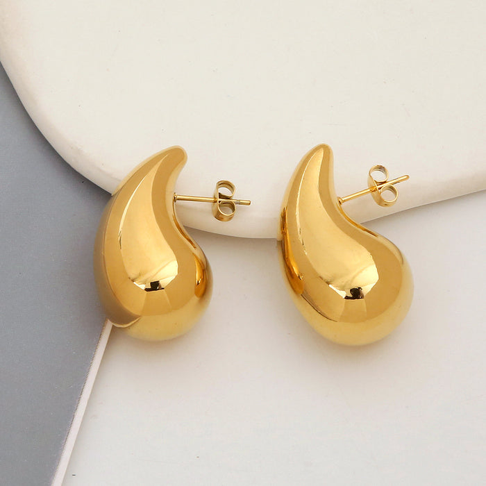 Wholesale golden stainless steel water drop earrings