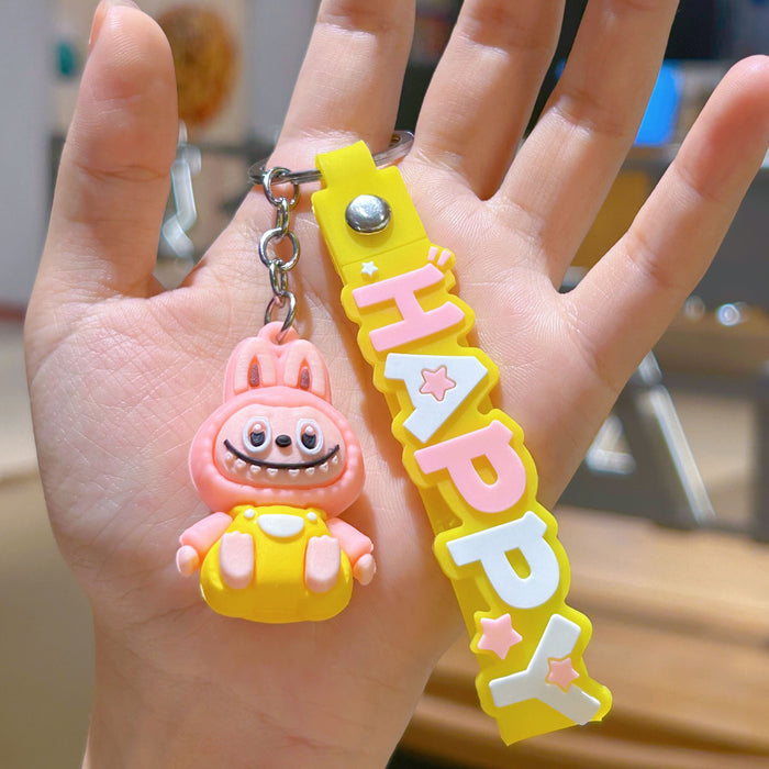 Wholesale Cute cartoon silicone keychain with cute little monster keychain for sweatshirt