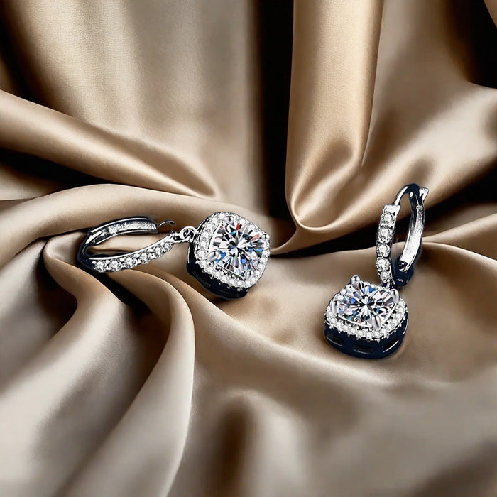 Wholesale Copper inlaid zircon square wrapped full diamond one carat earrings earrings earrings earrings earrings