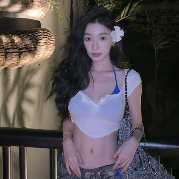 Wholesale Retro split bikini with cover up, sexy hot spring beach swimsuit