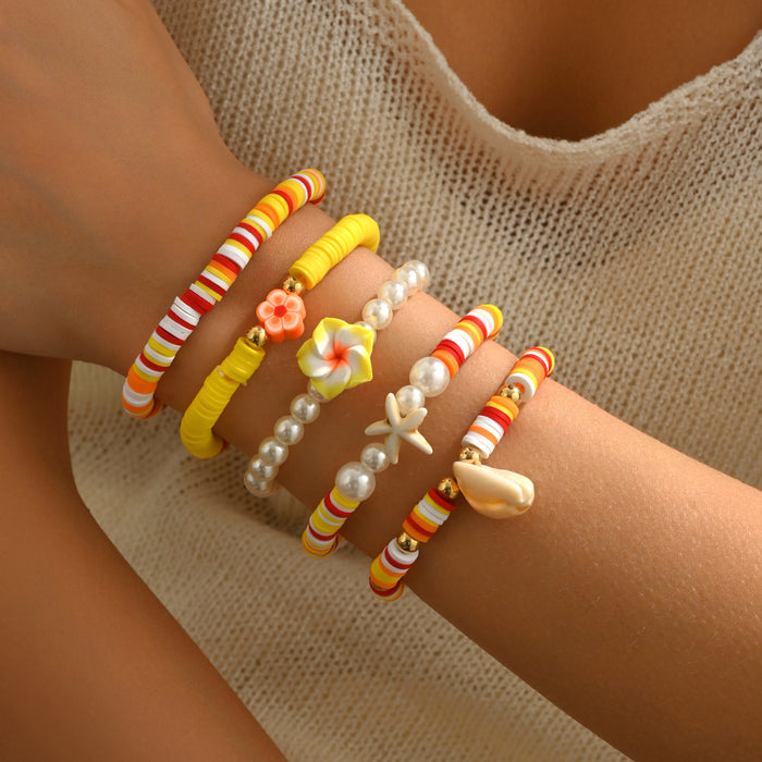 Wholesale Shell Bracelet Set Colored Soft Ceramic Starfish Bracelet