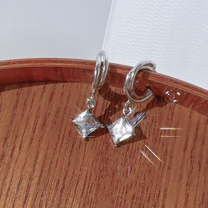 Wholesale Rhombus Zircon Alloy Earrings JDC-ES-HZS006