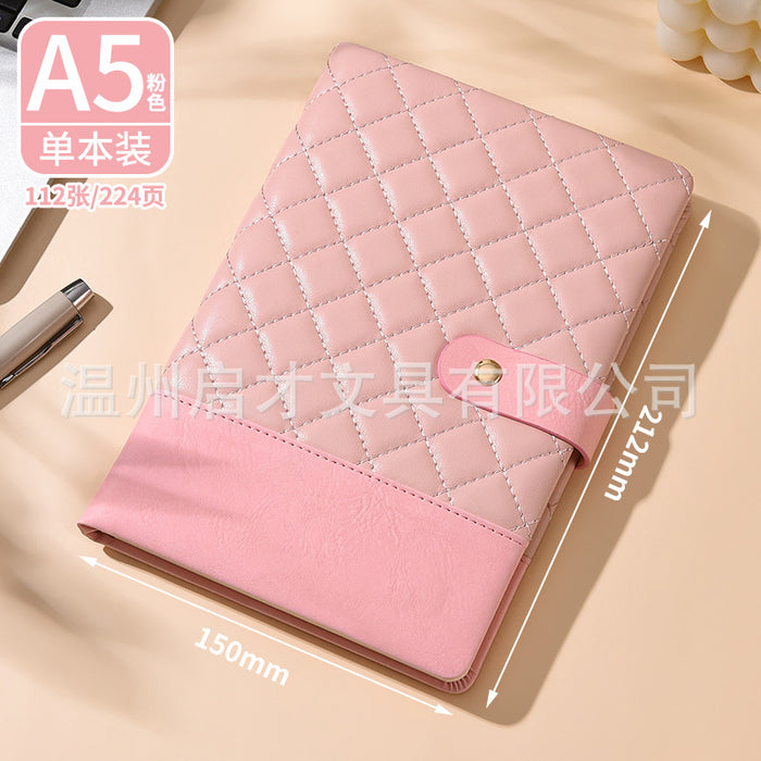 Wholesale Notebook Pu Spliced Rhombus Hand Ledger Creative High-Value Business Notepad