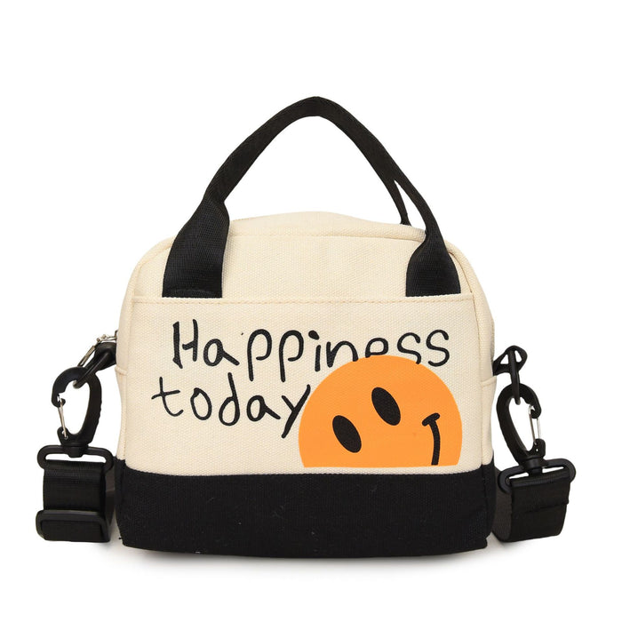 Wholesale Cute smiling face backpack for travel and commuting, hand-held canvas bag