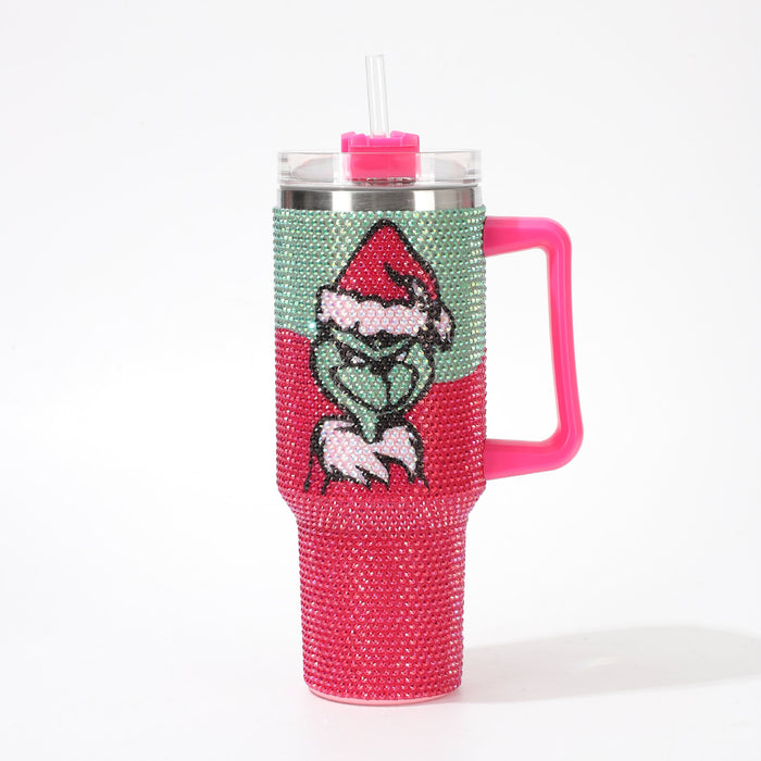 Wholesale Christmas Rhinestone Insulated Stainless Steel Tumbler with Handle 40oz MOQ≥2