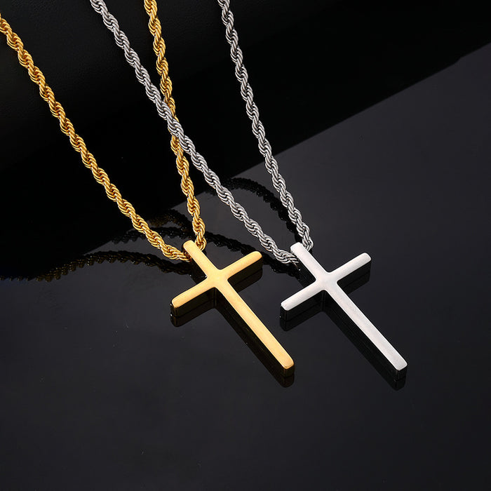 Wholesale titanium steel glossy cross pendant men's stainless steel necklace