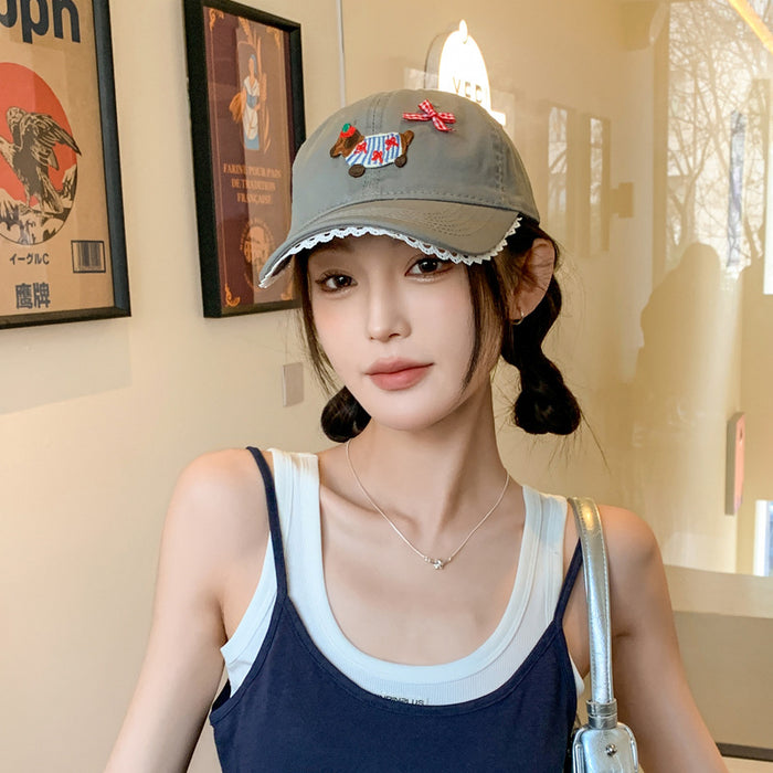 Wholesale Sunscreen hat, cute puppy duckbill hat, baseball cap