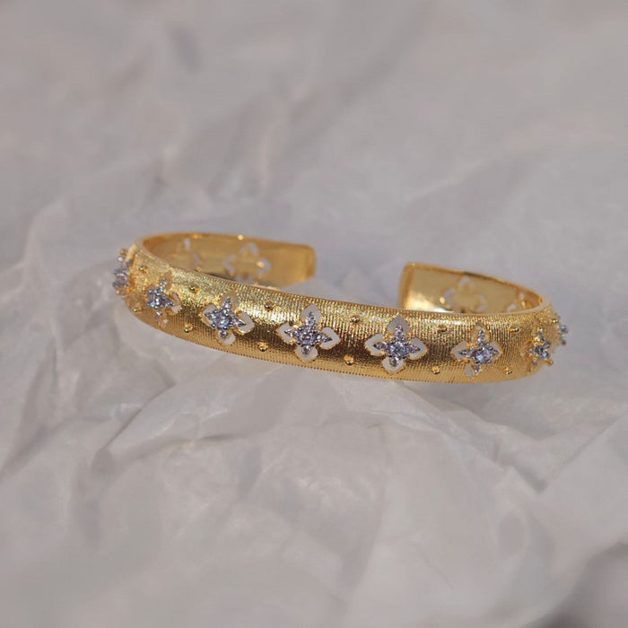 Wholesale Openwork four-leaf clover diamond bracelet rings set