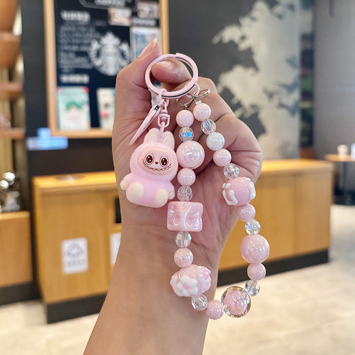 Wholesale Cartoon doll beaded phone charm keychain