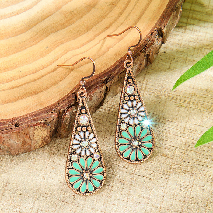 Wholesale Zinc Alloy Bohemian Drop Earrings with Rhinestone for Party Wear Boutique Resale MOQ≥2