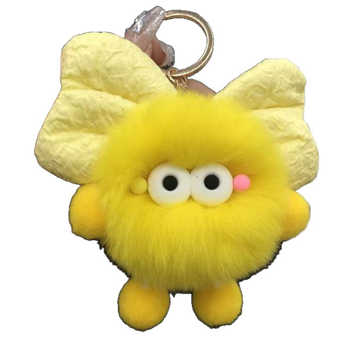 Wholesale Cute plush butterfly knot charcoal ball pendant keychain