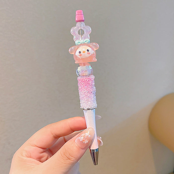 Wholesale Cartoon Plastic Crystal Sparkling Diamond Rotating Bead Neutral Pen JDC-PN-PeiNi001