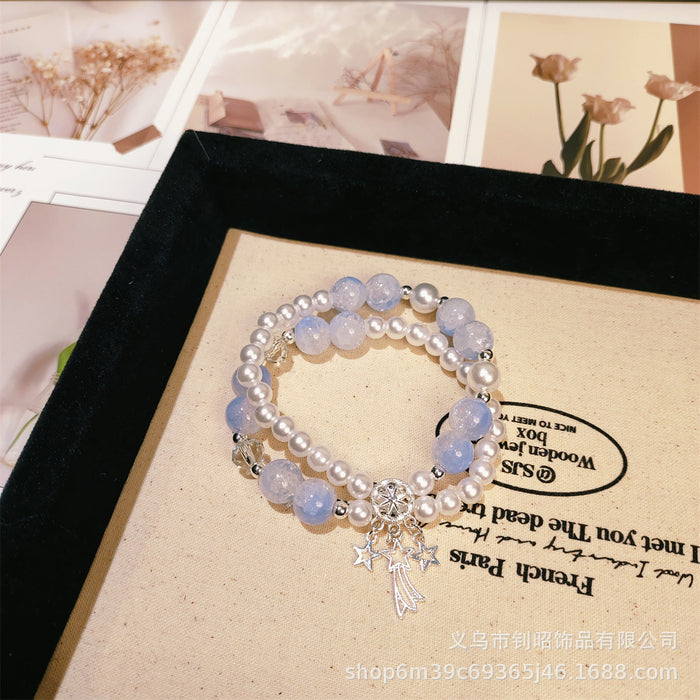 Wholesale Glass Bead Meteor Dreamcatcher Double Circle Bracelet Trendy Jewelry Accessory