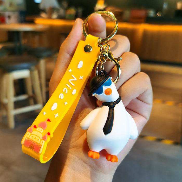 Wholesale Cartoon Cute Tilting Duck Soft Pvc Keychain JDC-KC-YMeng021