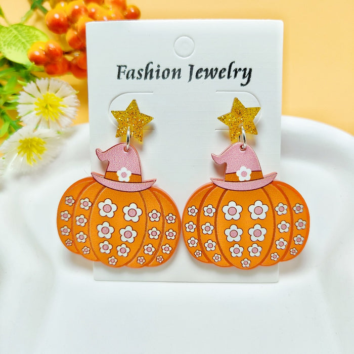 Wholesale Halloween Pumpkin Ghost Style Acrylic Earrings JDC-ES-QiYu003