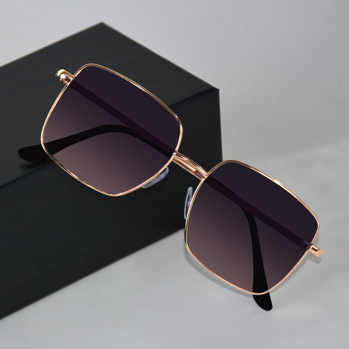 Wholesale Sunglasses with high-end feel, travel sunshade, UV protection, square frame, metal sunglasses