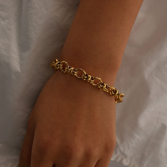 Wholesale Personalized stainless steel exaggerated style chain bead circle bracelet that does not fade