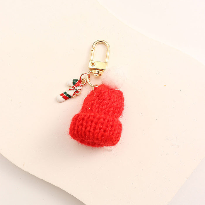 Wholesale Keychain handmade pendant accessories knitted hat keychain Christmas tree snowman Christmas small gift
