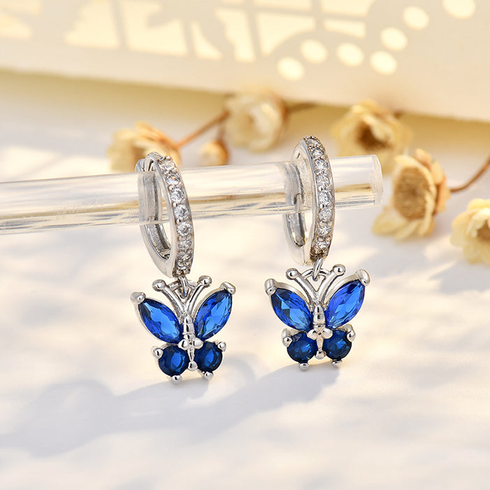 Wholesale Butterfly sterling silver needle earrings with fashionable and simple style, ear buckles, and headwear accessories