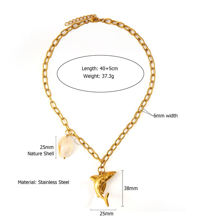 Wholesale Design stainless steel personalized small fish dolphin fashionable casual necklace color preservation wholesale