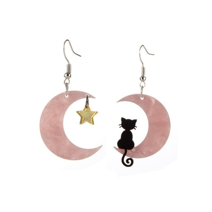 Wholesale Cat Acrylic Earrings Moon Star Design Fashion Jewelry Accessory MOQ≥2