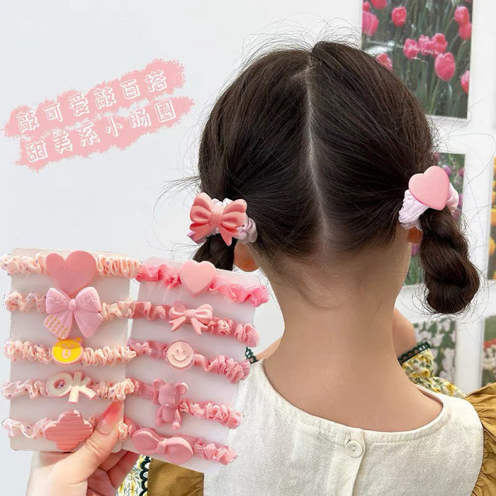 Wholesale 5pcs/pack Children's Hair Bands for Girls with High Elasticity and No Hair Damage Cute Baby Hair Bands Girls' Cartoon Hair Bands JDC-HS-Wangl004