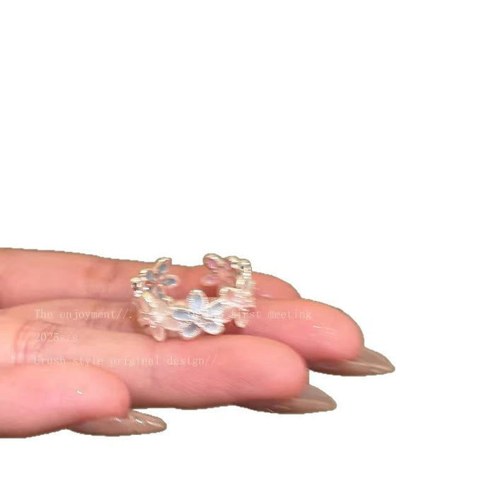 Wholesale Colorful flower ring, niche design, daily commuting open ring, ring