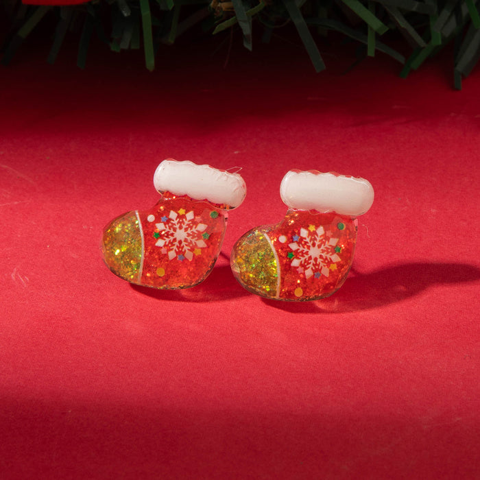 Wholesale Electroplated Resin Christmas Stud Earrings Snowman Santa Tree Fashion Jewelry Accessory Gift MOQ≥2