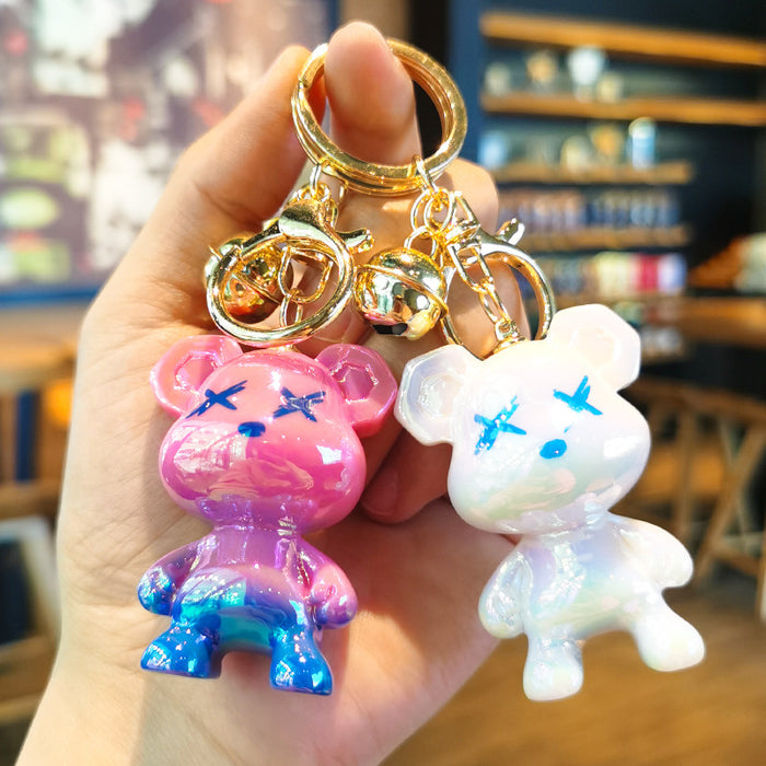 Wholesale Rubber Cartoon Doll Gradient Graffiti Bear Keychain JDC-KC-Tingm186