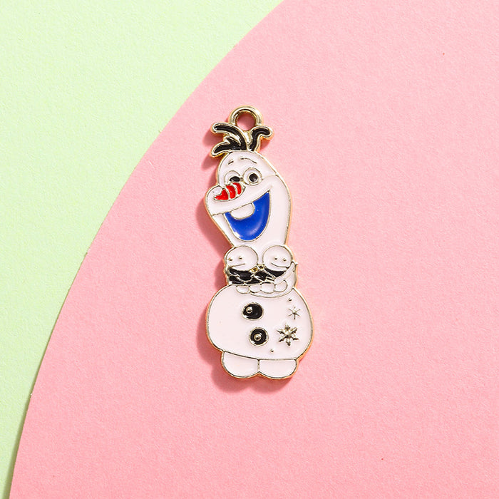 Wholesale retention animation cartoon snow treasure snowman jewelry pendant diy earrings drop oil creative cute bracelet pendant