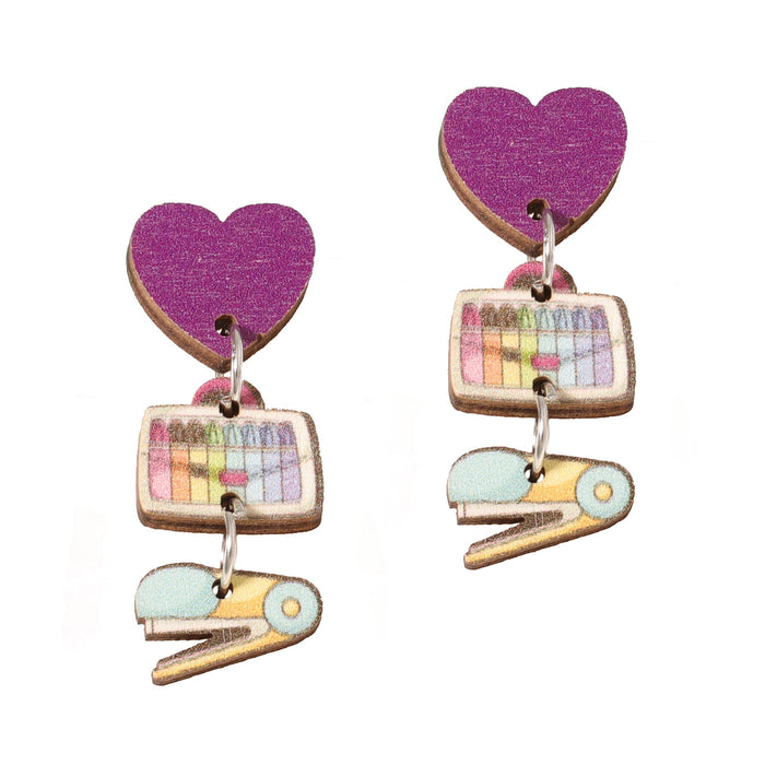 Wholesale wooden printed handmade personalized earrings