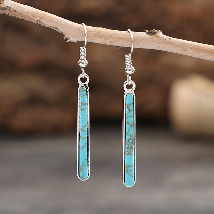 Wholesale Ancient Silver Geometric Line Earrings Western Retro Fashion Accessory