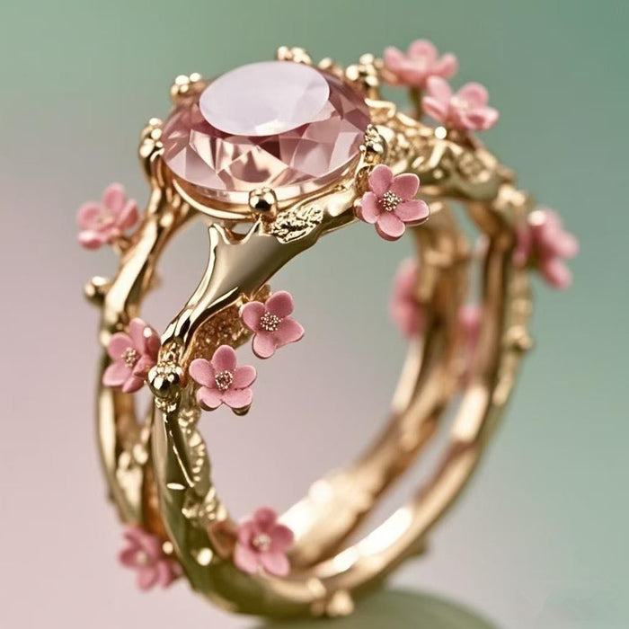 Wholesale Pink Floral Fashion Women's Rings