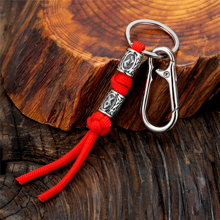 Wholesale Woven rope keychain, stainless steel keychain, bag hanging rope