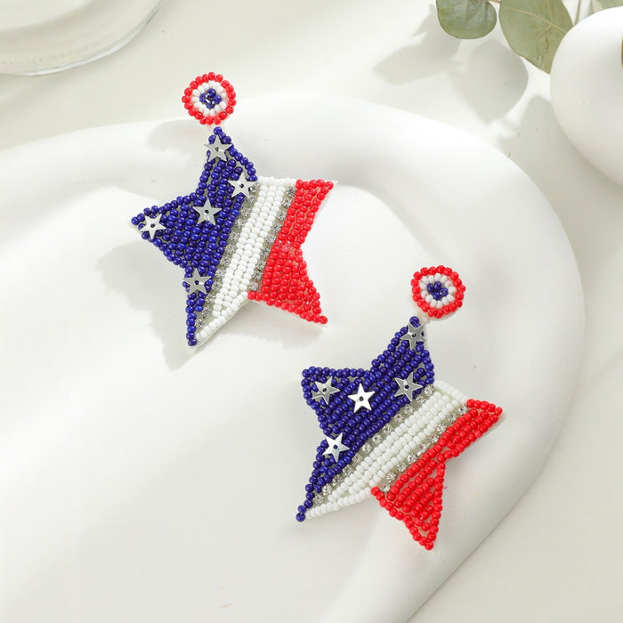 Wholesale Wholesale of national flag earrings with red, white, and blue pentagrams