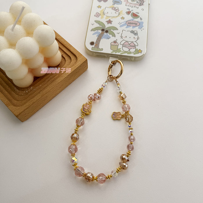 Wholesale Cartoon Alloy Mobile Phone Chain Luxury Crystal Bag Pendant Keychain