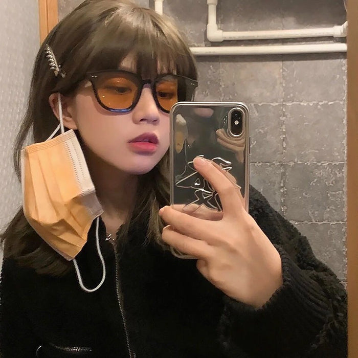 Wholesale New Retro Fashion Yellow Film Same Style Sunglasses Personalized Trendy Sunglasses Sunglasses Sunglasses