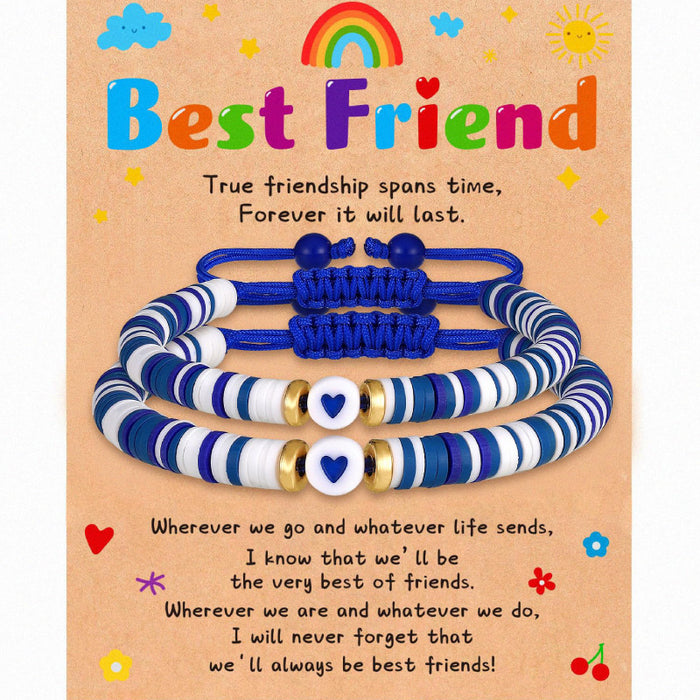 Wholesale Friend Card Woven Bracelet Friend Colored Soft Ceramic Love Bracelet Stretchable Friendship Woven Bracelet