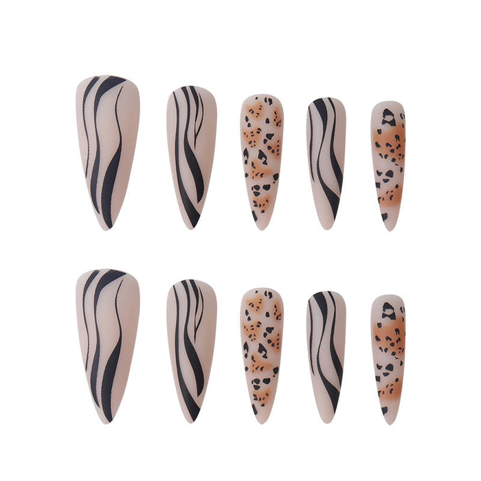 Wholesale Long Matte Leopard Print Nail Art Patches JDC-NS-SHao007