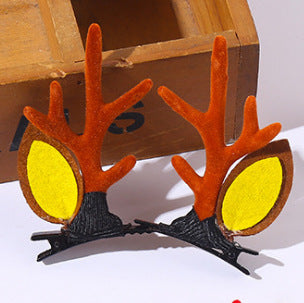 Wholesale Christmas Headdress Antlers Kidsren' s Hairpin Christmas Hairpin Hair Ball Duckbill Clip Cute Deer Bangs Hairpin