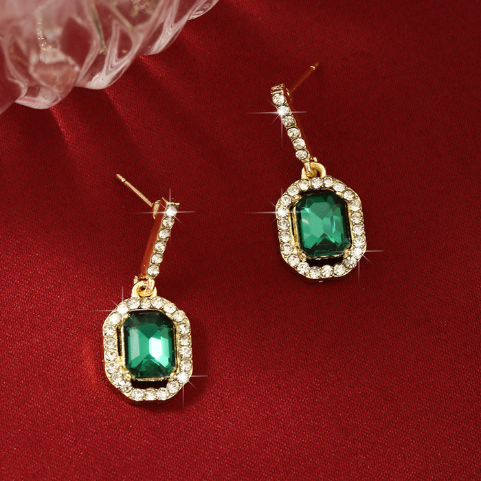 Wholesale Emerald Earrings Women's Internet Celebrity Elegant Earrings