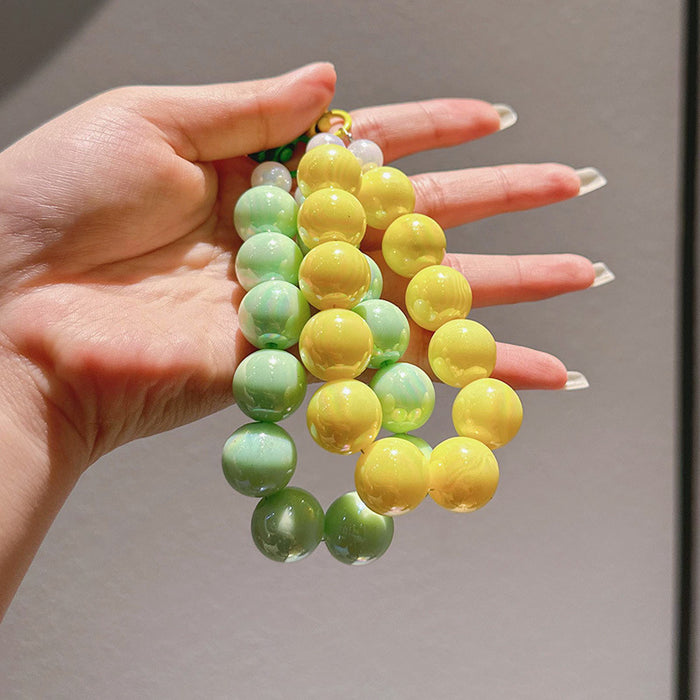 Wholesale Creative Colorful Bright Beads Hand Chain Keychain Couple Car Keychain Pendant
