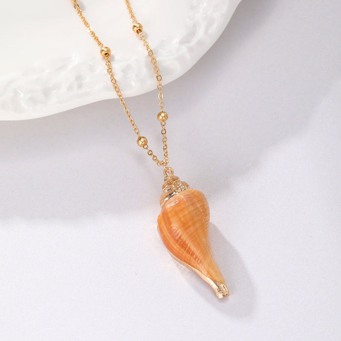 Wholesale Beach seashell gold-plated pendant seashell necklace
