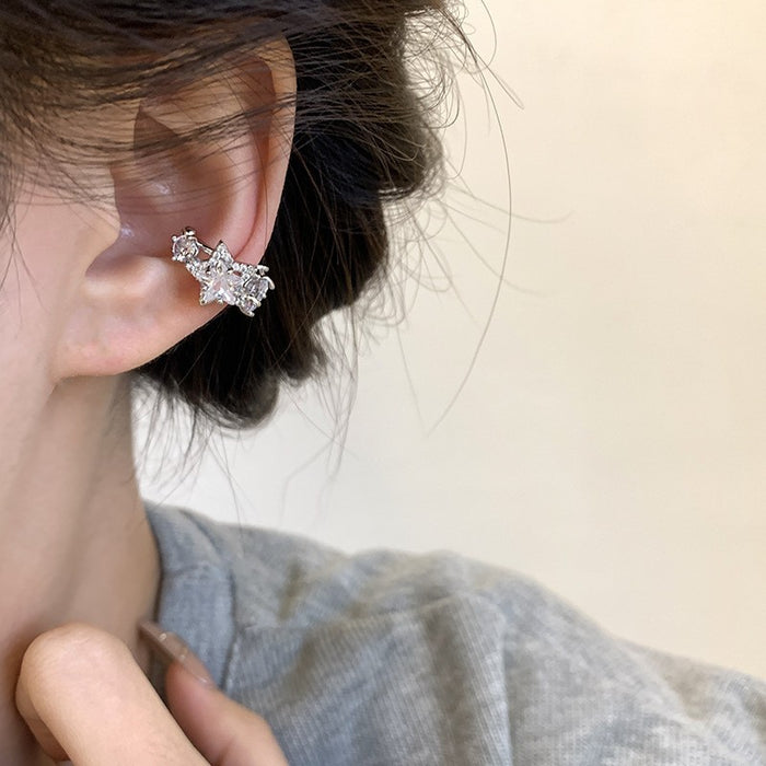Wholesale  Micro-inlaid Zircon Star Ear Clip  Simple Ear-less Ear-hole Earrings Elegant Ear Clip
