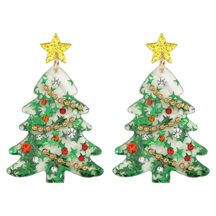 Wholesale  Christmas Tree Holiday Earrings Christmas Star Acrylic Sheet Earrings