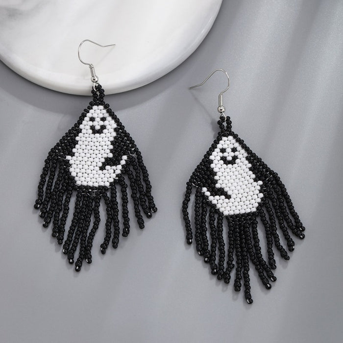 Wholesale  tassel earrings female creative skull ghost handmade rice beads earrings earrings