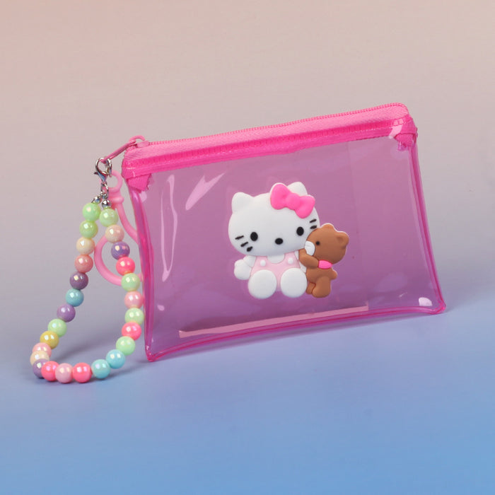 Wholesale Transparent PVC Coin Purse Cute Cartoon Animal Design Unisex Everyday Wallet With Bead Chain Fashion Accessory