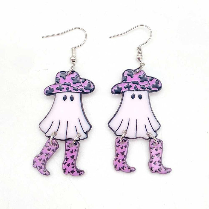 Wholesale Halloween Cowboy Ghost Face Acrylic Earrings JDC-ES-Chengy041