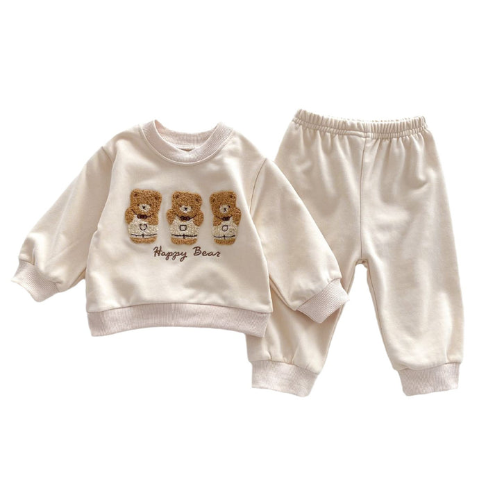 Wholesale Cartoon Bear Embroidered Sweatshirt Children's Suit JDC-CTS-WeiNiS016