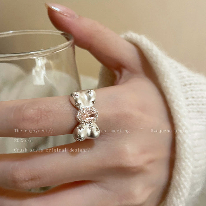 Wholesale Bow ring, fashionable and personalized tail ring, matte and sweet opening ring
